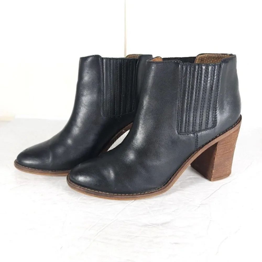 Madewell Women's The Ryan US8 Black Geniune Leather Ankle Chelsea Boots Bootie